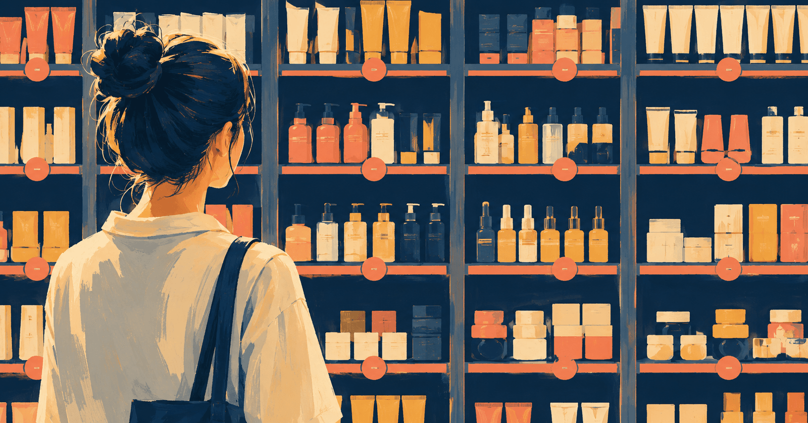 About 1,800 different products in roughly 20 pyeong, some 80% of them beauty.